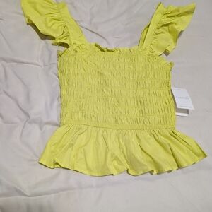 Meraki Neon Yellow Ruffle Sleeve Top